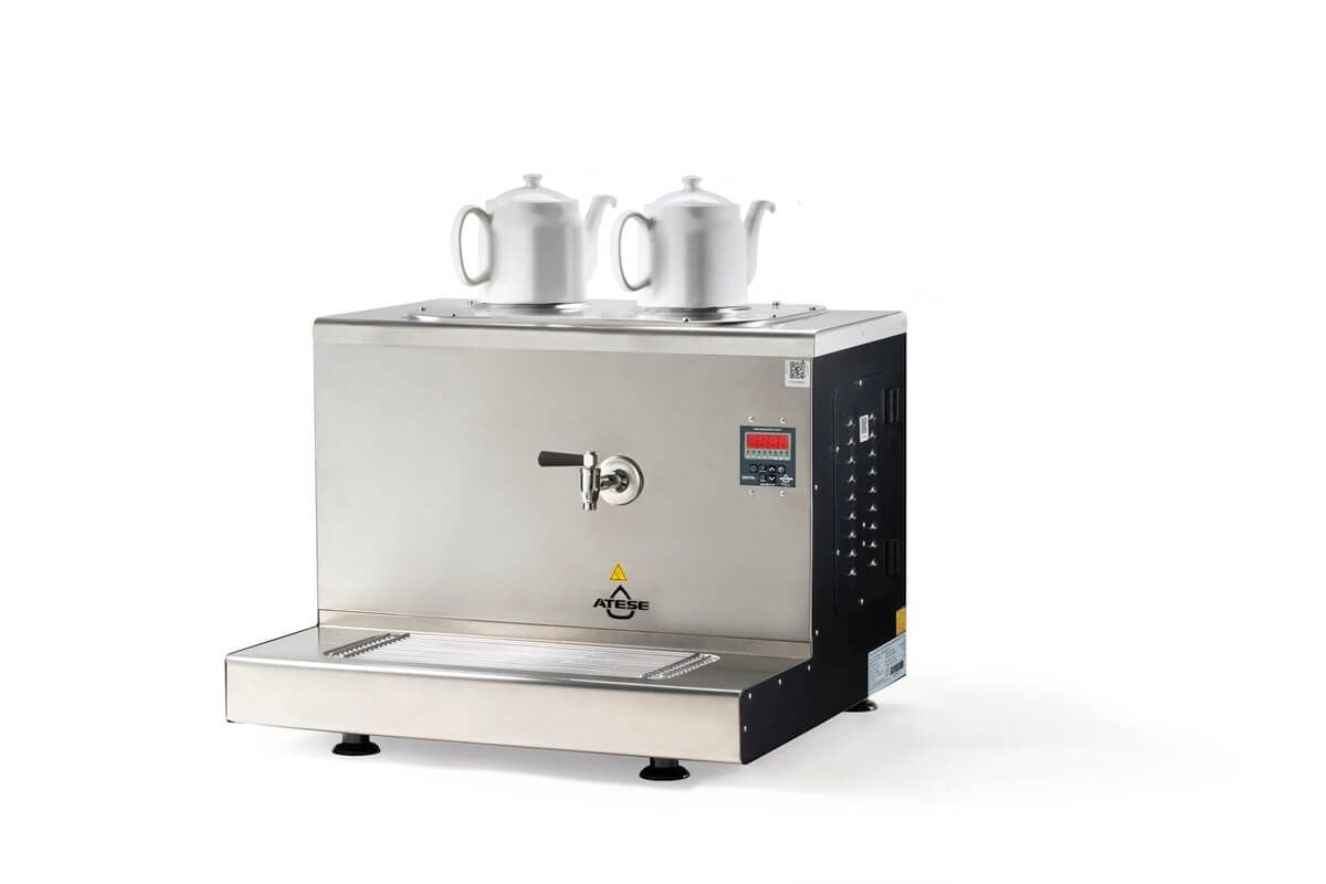 Ateşe Cappadocia Dijital Gaz+Elektrikli 2 Demlikli Çay Makinesi (INOX CDGE2)