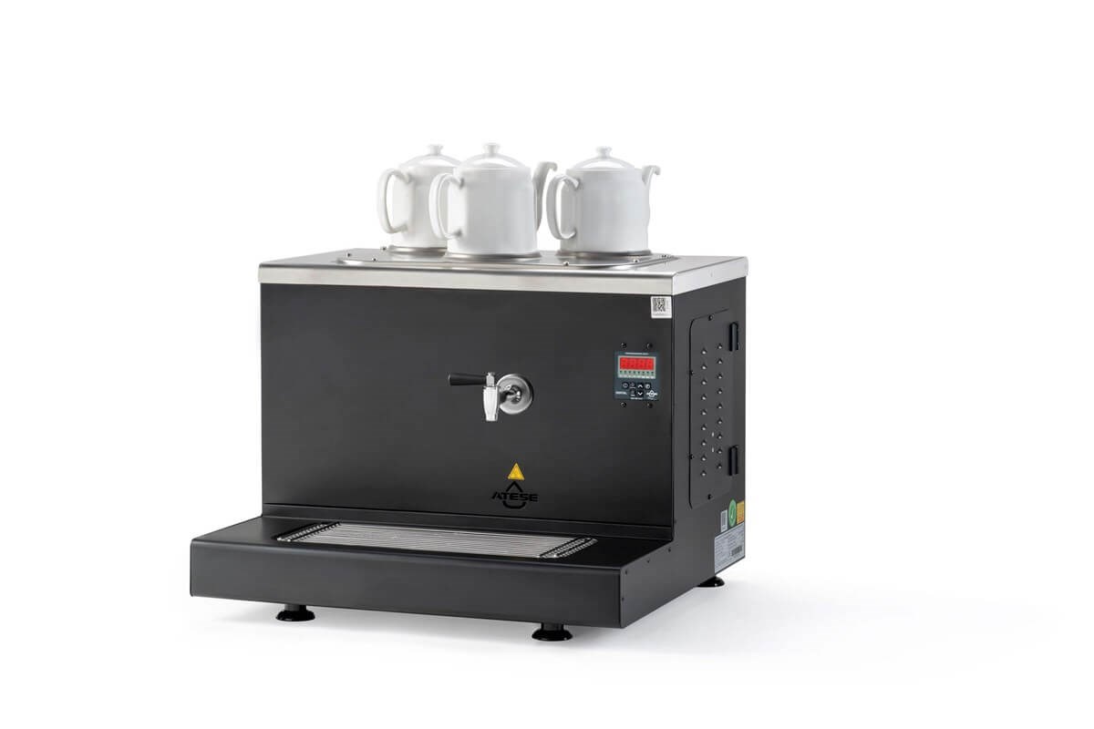 Ateşe Cappadocia Dijital Gaz+Elektrikli 3 Demlikli Çay Makinesi (INOX CDGE3)