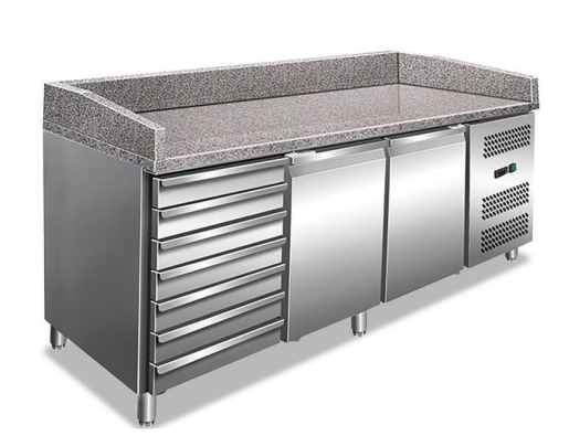 COLD-ERA 7 Çekmeceli ve 2 Kapılı Granitli Pizza Hazırlık Buzdolabı PZ 2610 TN