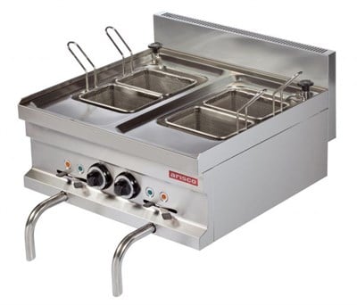 Arisco Elektrikli Makarna Haşlama Makinası Su Doldurma Vanası Tahliyeli 2x14 Lt Kapasite Profesyonel 4 Sepetli EMH606
