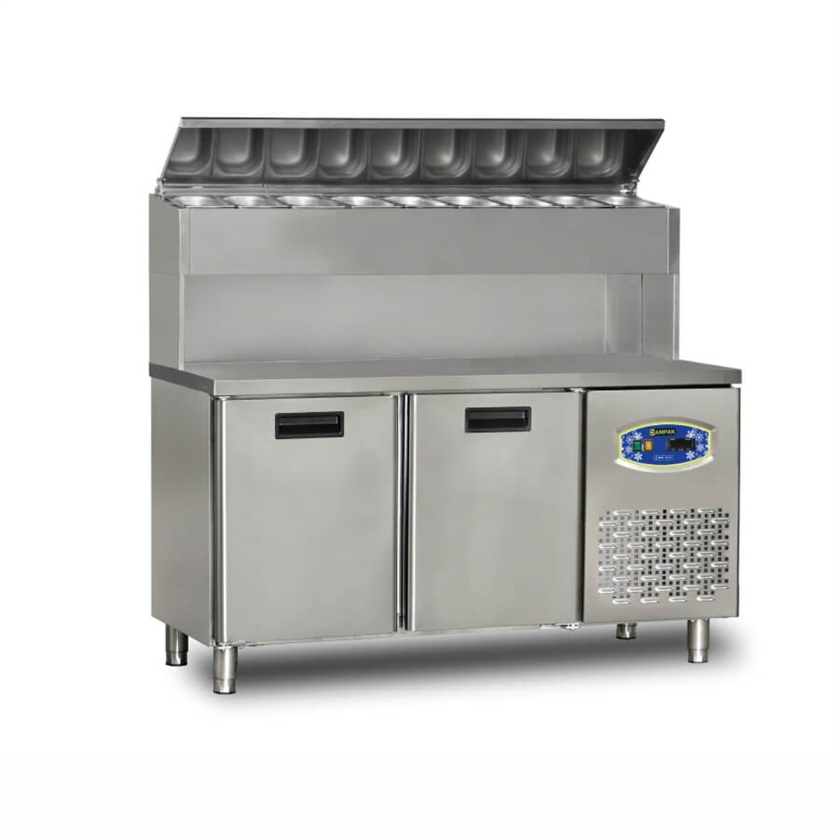 Dampak 2 Kapılı Pizza Hazırlık Buzdolabı, Yüksek Model 150x70x133 22TBF2S-PY70