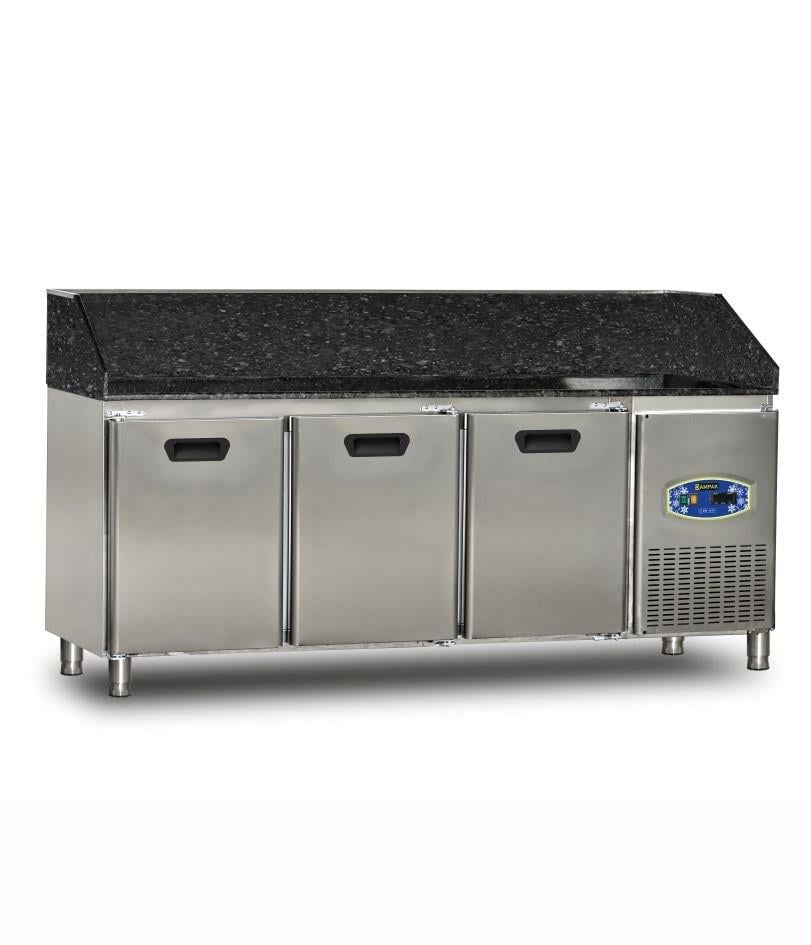 Dampak Granit Tablalı 3 Kapılı Pizza Hazırlık Buzdolabı 450 lt 200x70x109 cm 22TBF3S-70-GR