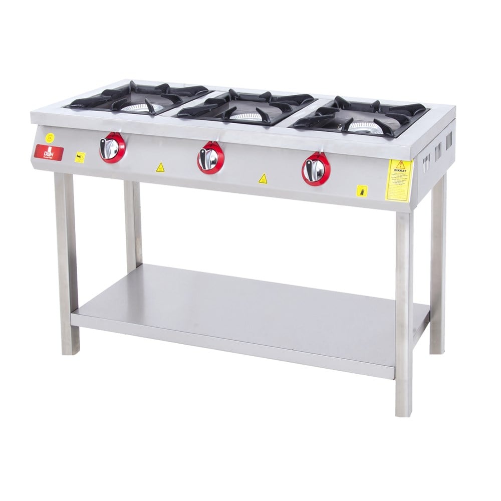 DRN 3 Lü Taban Raflı Ocak Gazlı ve Lpg Li 120x49x85 Cm DRNLOA-3