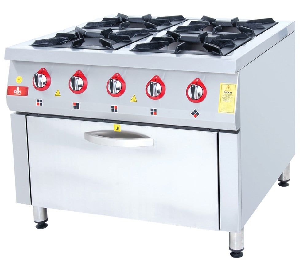 DRN 4 Lü Kuzine 4 Ocak 1 Fırın Gazlı ve Lpg Li 100x104x85 Cm DRNKU-1010