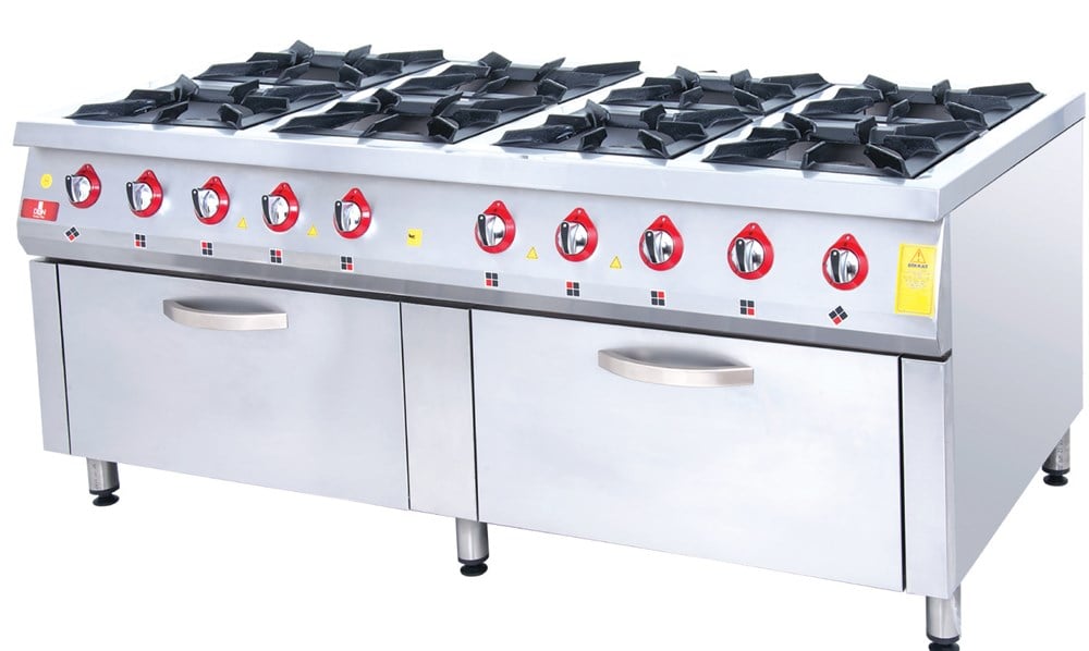 DRN 8 Li Kuzine 8 Ocak 2 Fırın Gazlı ve Lpg Li 200x104x85 Cm DRNKU-2010