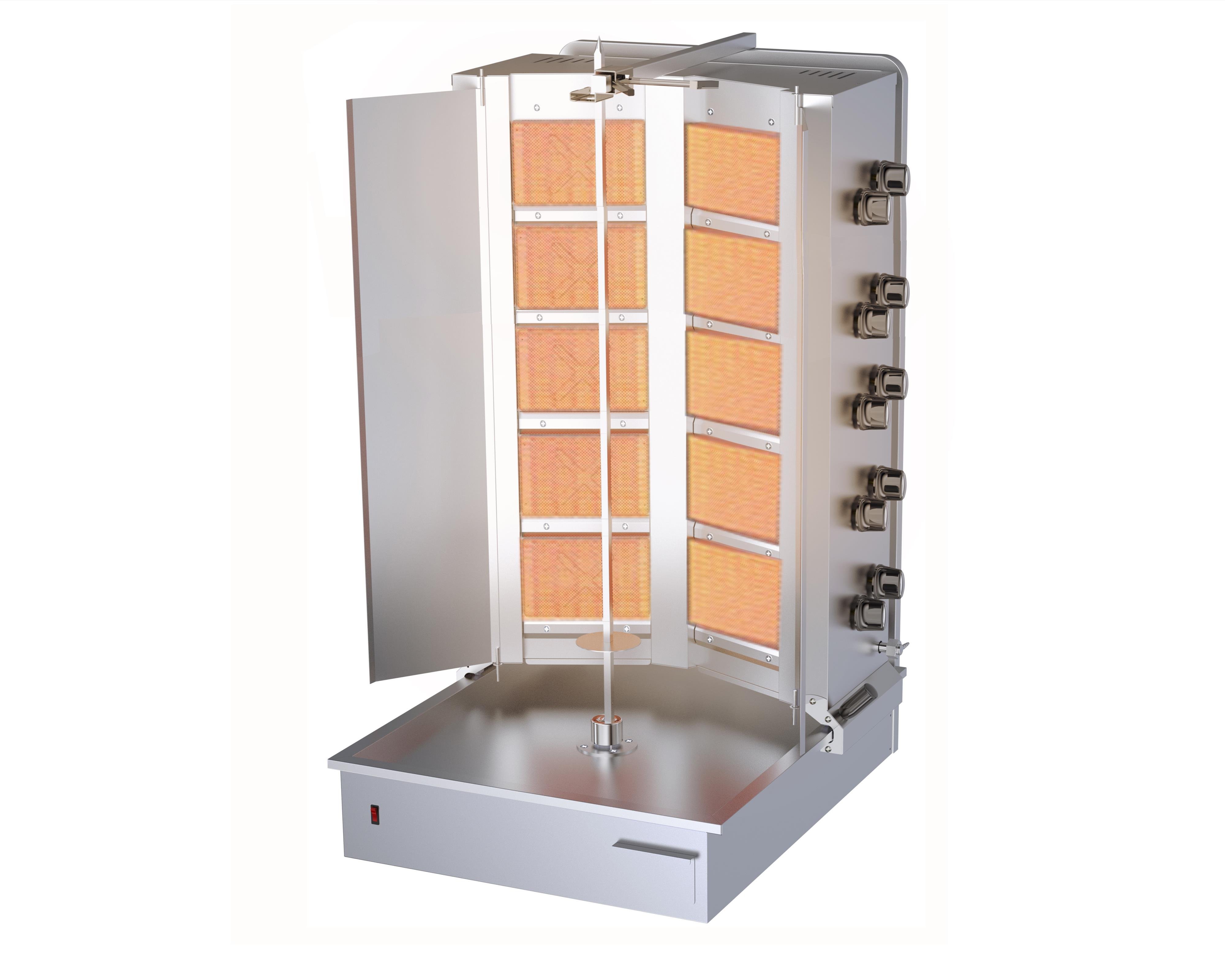 DRN Alttan Motorlu Döner Ocağı 10 Radyanlı Çiftli Gazlı ve Lpg Li 110x70x115 Cm DRNDACG-10