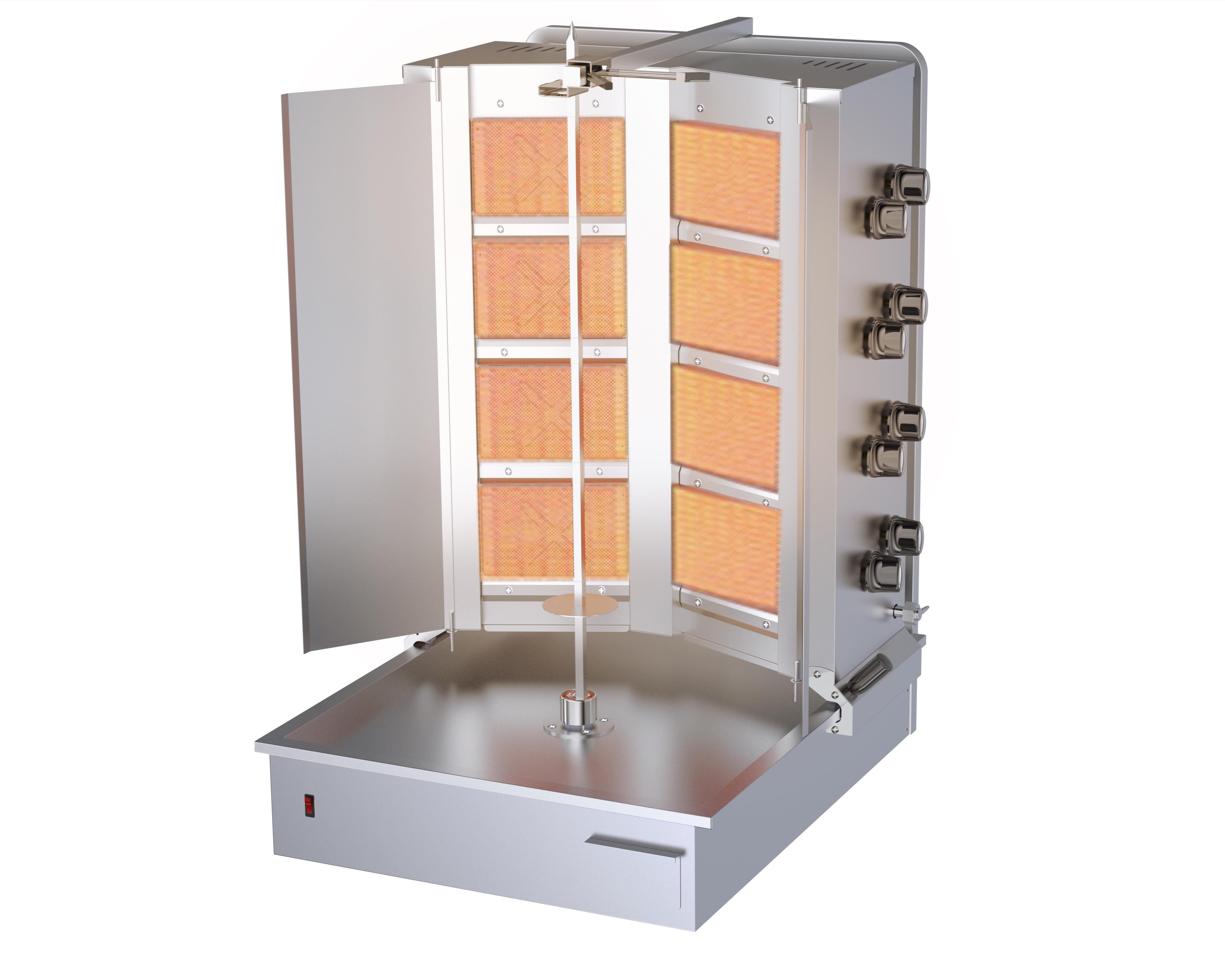 DRN Alttan Motorlu Döner Ocağı 8 Radyanlı Çiftli Gazlı ve Lpg Li 110x70x100 Cm DRNDACG-8