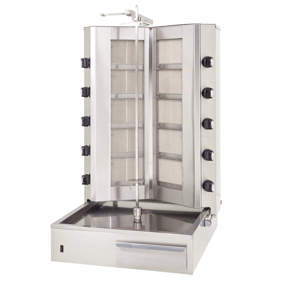 DRN Alttan Motorlu Döner Ocağı 12 Radyanlı V Tip Gazlı ve Lpg Li 70x80x120 Cm DRNDVAG-12