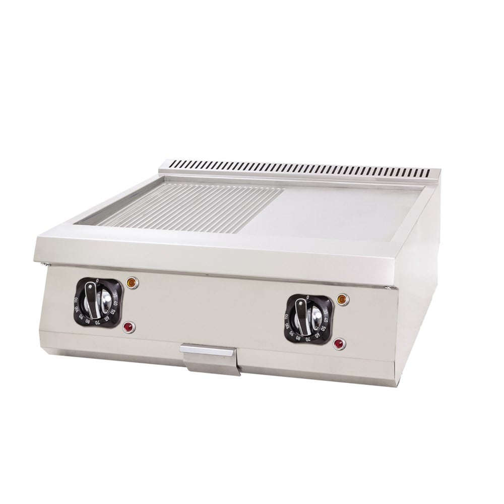 DRN Krom Yüzey Yarı Oluklu Yarı Düz Pleyt Izgara Elektrikli 80x73x30 cm DRNEI-8070ND-CR