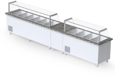 İceinox 6 küvetli Servis üniteler 250X80X132 STS-F 650 CR