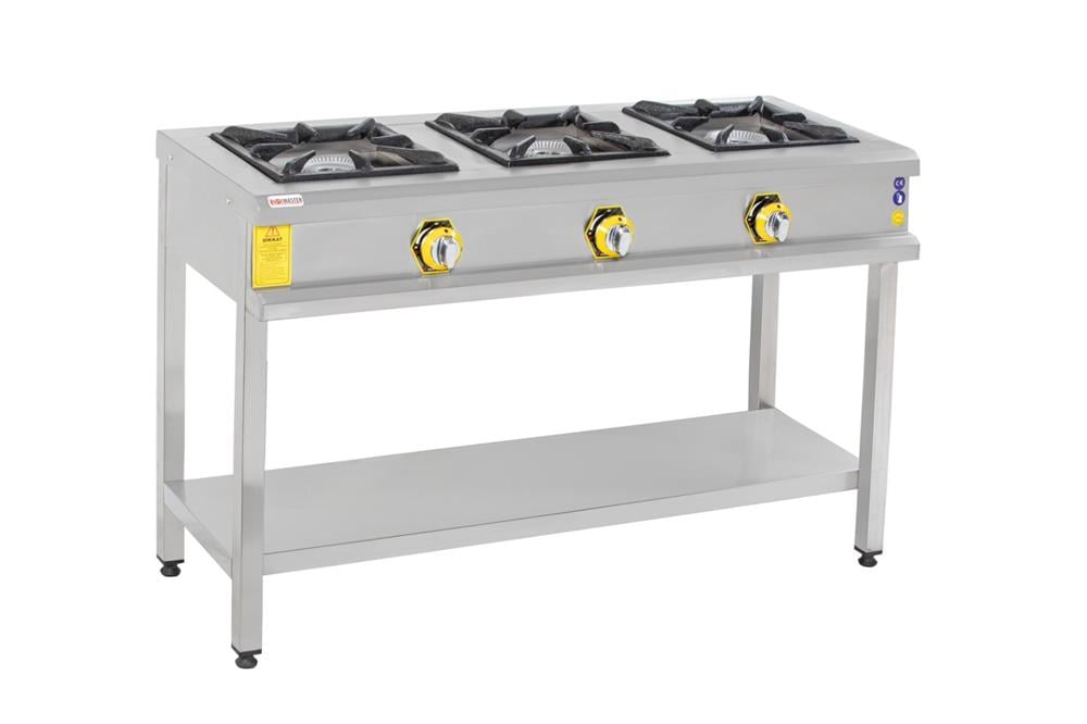İnoxmaster 3 Lü Taban Raflı Ocak Gazlı ve Lpg Li 130x50x85 Cm İMR-TBOG-1350