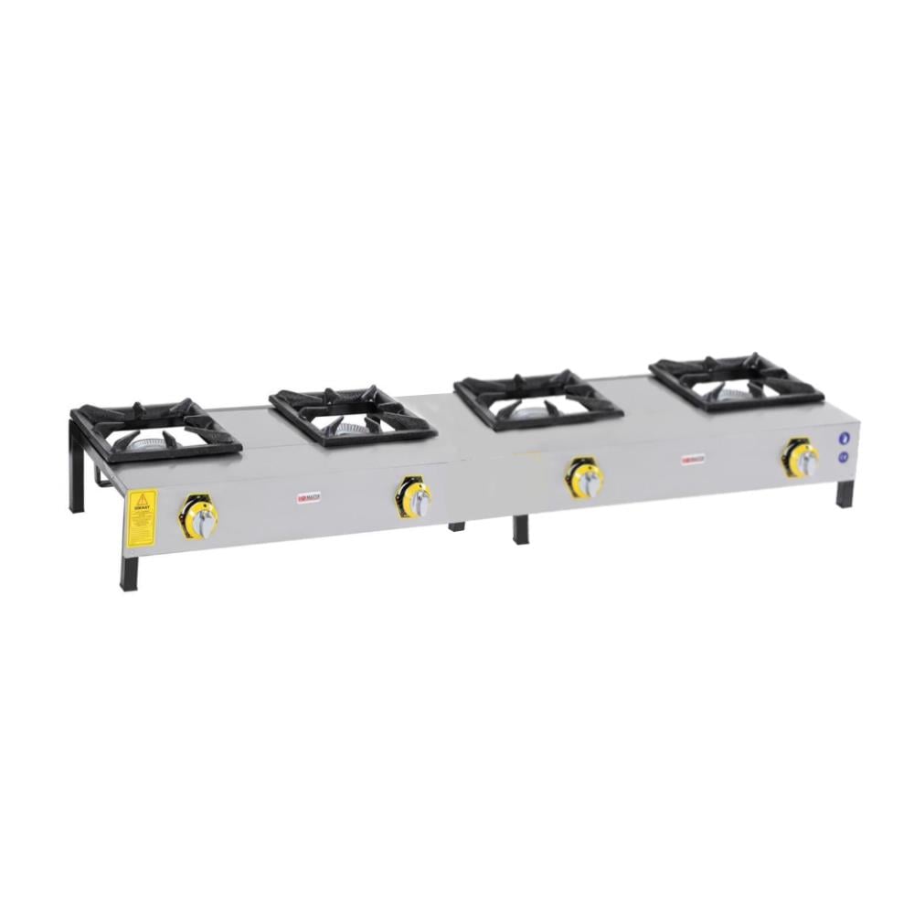 İnoxmaster 4 Lü Lokanta Ocağı Kısa Ayak Gazlı ve Lpg Li 139x45x25 Cm İMR-LKK-04