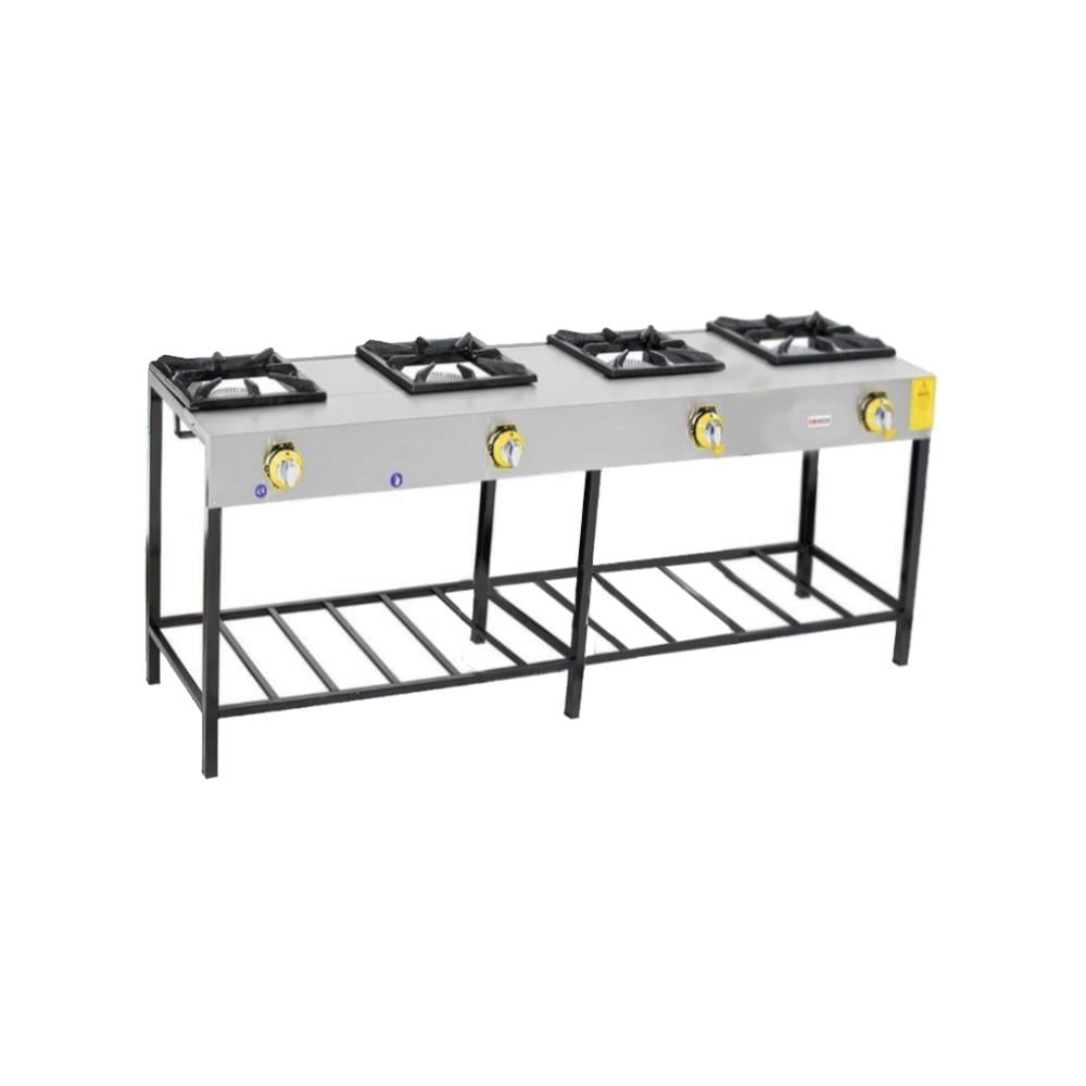 İnoxmaster 4 Lü Lokanta Ocağı Yüksek Ayak Gazlı ve Lpg Li 192x45x70 Cm İMR-LKY-4