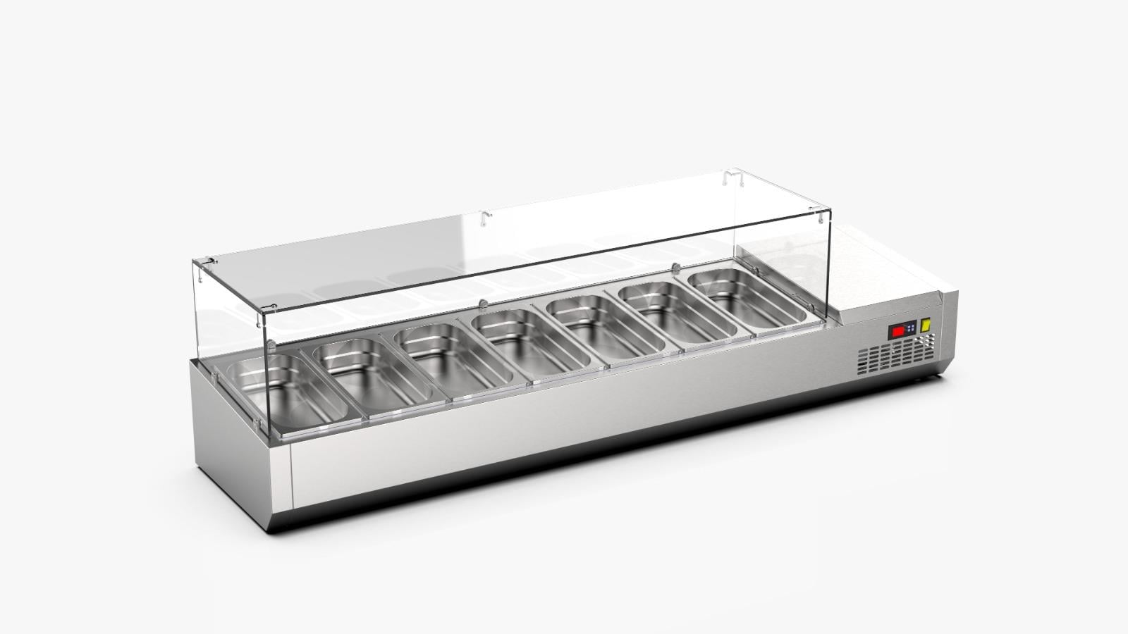 Ndustrio Camlı Set Üstü Saladbar Soğutmalı GN 1/4 7 Küvetli TTR-150-GC