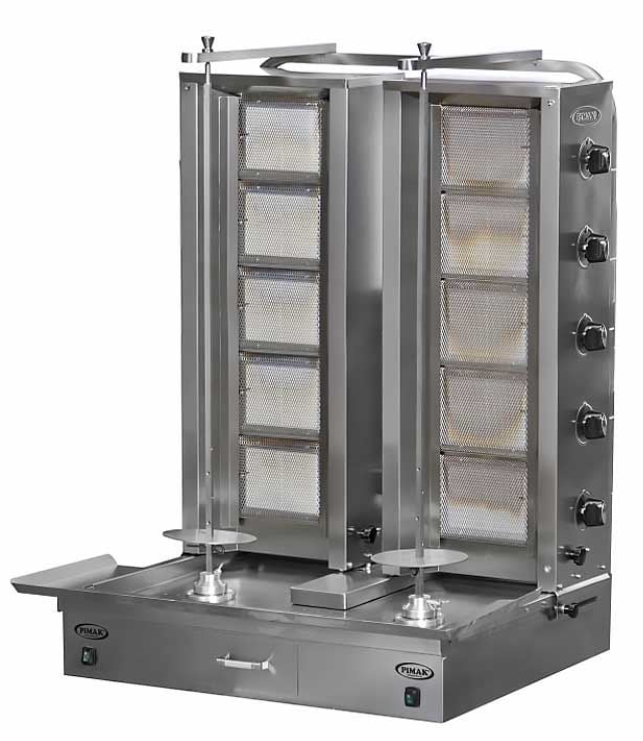 Pimak 2x5 10 lu Döner Ocağı Alttan Motorlu Gazlı LPG Ce Belgeli 85x90x125 cm DO2/M77-5+5