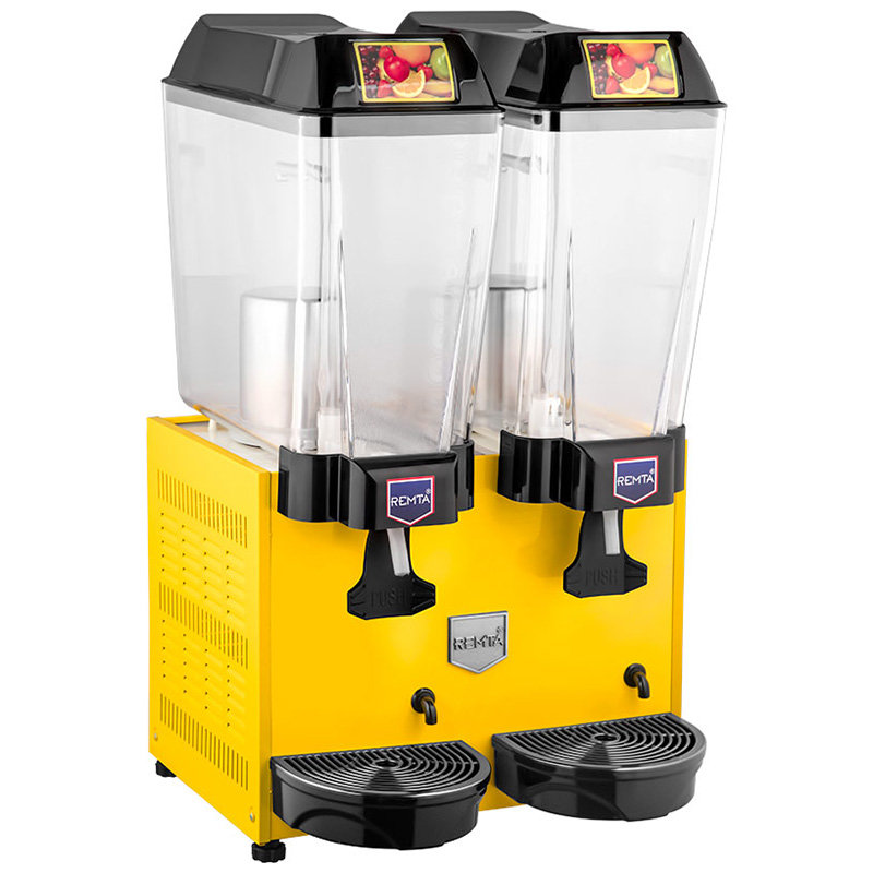 Remta ST12 Çiftli Şerbet Soğutma Makinesi, 2 Fıskiyeli, 20+20 lt, Sarı