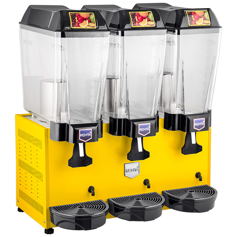 Remta ST16 3’lü Şerbet Soğutma Makinesi, 3 Fıskiyeli, 20+20+20 Litre Kapasiteli, Sarı