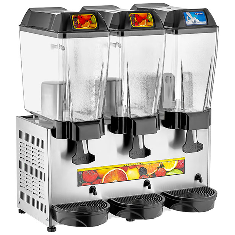 Remta ST19 3’lü Şerbet ve Ayran Soğutma Makinesi, 1 Fıskiyeli, 2 Karıştırıcılı, 20+20+20 Litre Kapasiteli, Silver