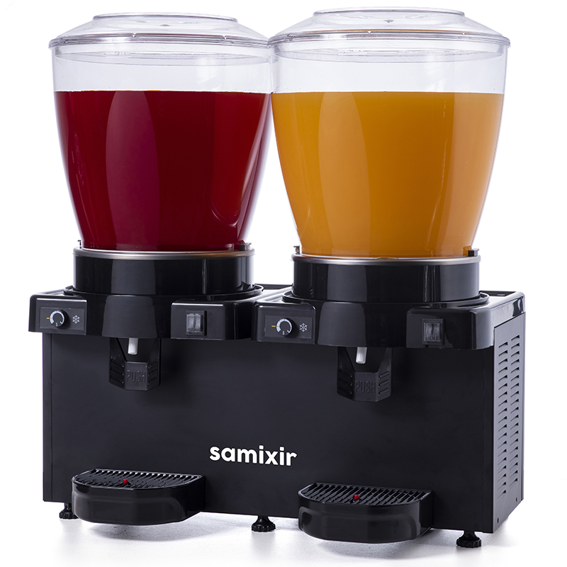Samixir MM44 Panoramik Twin Soğuk İçecek Dispenseri, 22+22 Lt, Çift Karıştırıcılı, Siyah