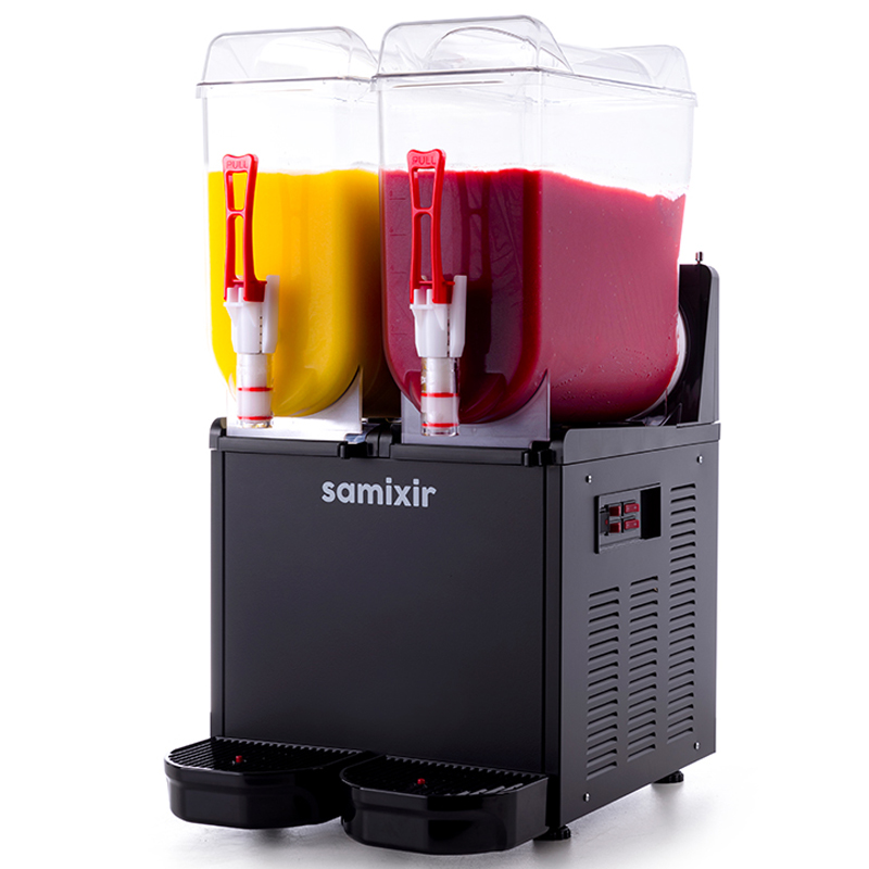 Samixir SLUSH24 Slush Twin Buzlu ve Soğuk İçecek Dispenseri, 12+12 Lt, Siyah