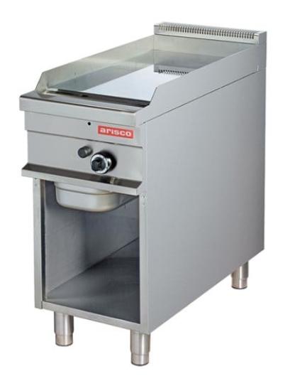 Arisco 40 lık Gazlı Izgara Ce Belgeli Alt Açık Dolaplı Pleyt Düz Yüzey 42,5x90x90 GG911 / Fry Top / Gas