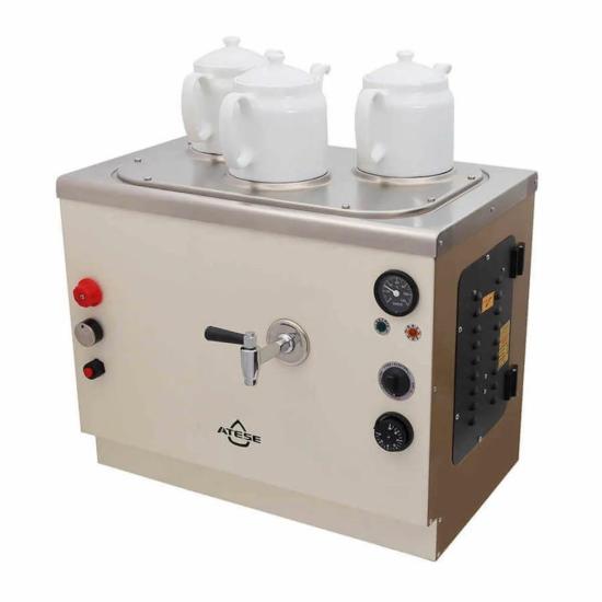Ateşe Sumela Analog Gaz+Elektrikli 3 Demlikli Çay Makinesi (INOX SAGE3)