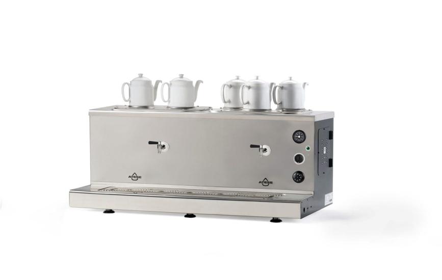 Ateşe Sumela Analog Gaz+Elektrikli 5 Demlikli Çay Makinesi (INOX SAGE5)