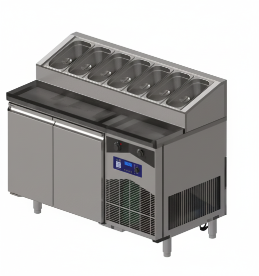CSA 2 Kapılı Kırıntı Kapılı Pizza Hazırlık Dolabı 141x70x109 Cm CS.TEZ.2.700.KMPK