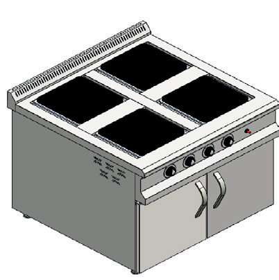 CSA 4 lü Elektrikli Ocak Alt Dolaplı 80x80x85 cm KRCS.DKZE.880.CE