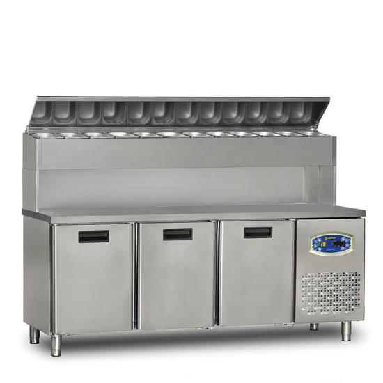 Dampak 3 Kapılı Pizza Hazırlık Buzdolabı, Yüksek Model 200x70x133 cm 22TBF3S-PY70