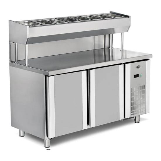 Empero Pizza Hazırlık Dolabı 2 Kapılı Dıştan Soğutmalı 150x80x85 cm EMP.150.80.01-PSY