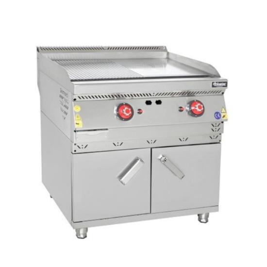 Himaksan Dolaplı Gazlı Pleyt Izgara Yarı Oluklu 80x70x85 cm HMK-DIGN 878