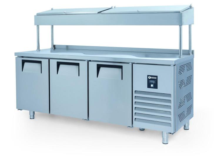İceinox 3 Kapılı Pizza Hazırlık Dolabı Yüksek Ayaklı PTS-H 440 CR