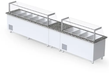 İceinox 4 küvetli Servis üniteler 150X80X132 STS-F 515 CR