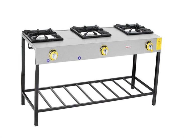 İnoxmaster 3 Lü Lokanta Ocağı Yüksek Ayak Gazlı ve Lpg Li 139x45x70 Cm İMR-LKY-3