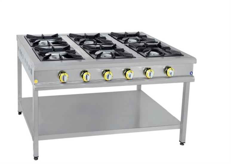 İnoxmaster 6 Lı Taban Raflı Ocak Gazlı ve Lpg Li 150X100X85 Cm İMR-TBOG-1510