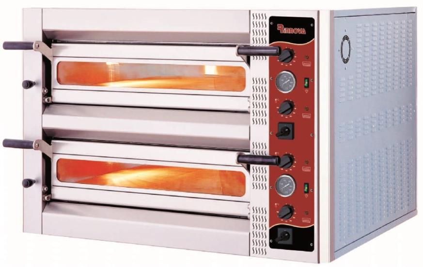 Kalitegaz Elektrikli Pizza Fırını 12x30 cm Pizza Kapasiteli Çift Katlı Manuel E6302DA Rinnova