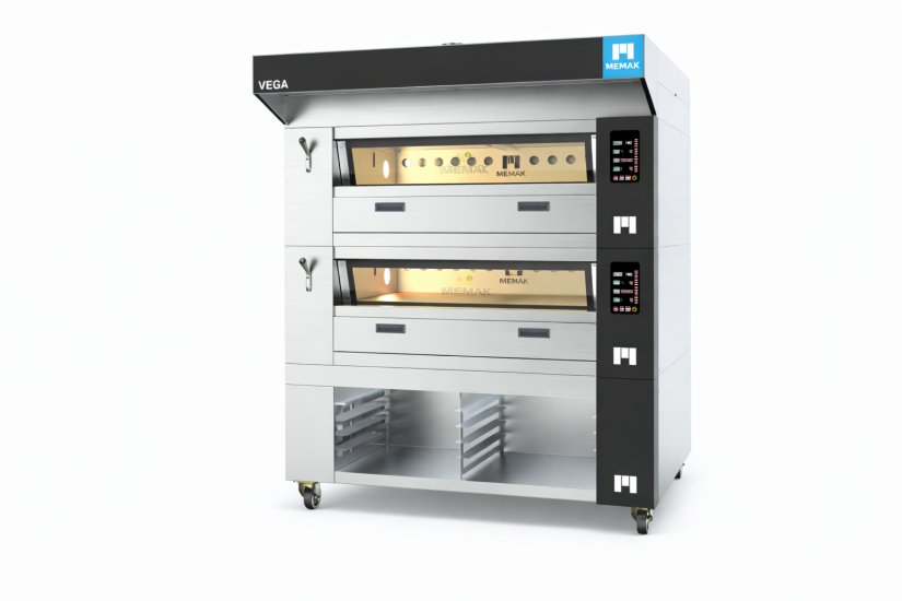 Memak Taş Tabanlı Çift Katlı Fermantasyon Davlumbazlı Doğalgazlı Fırın 120x120 VEGA120-2-F-D