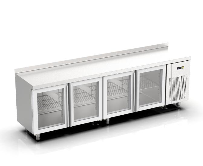 Ndustrio 4 Cam Kapılı Tezgah Tipi Buzdolabı Snack Seri TPS-64-GD