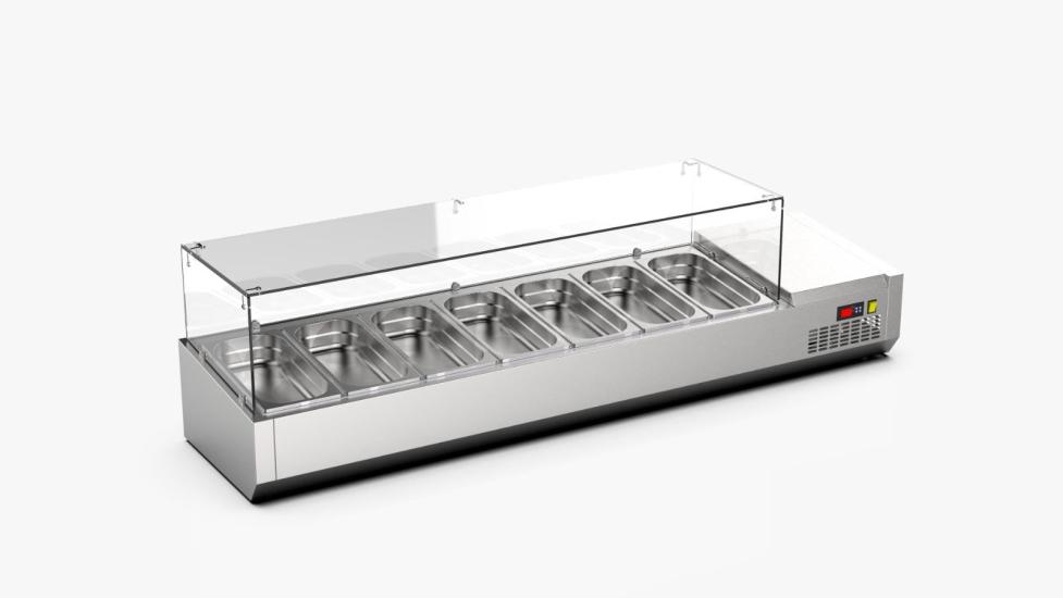 Ndustrio Camlı Set Üstü Saladbar Soğutmalı GN 1/4 7 Küvetli TTR-150-GC