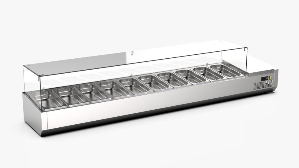 Ndustrio Camlı Soğutmalı Set Üstü Saladbar GN 1/4 10 Küvetli TTR-200-GC