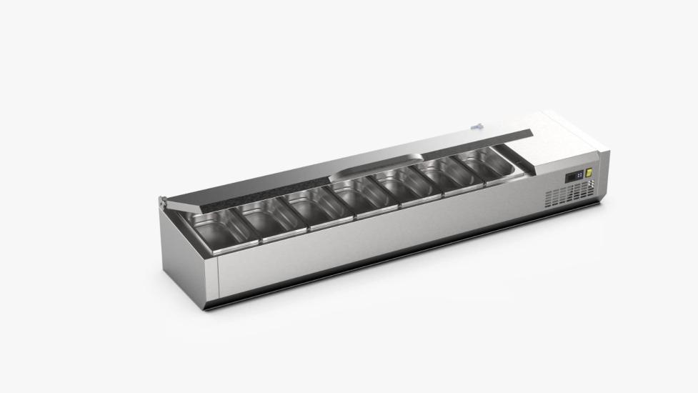Ndustrio Soğutmalı Set Üstü Saladbar Paslanmaz Kapak GN 1/4 7 Küvetli TTR-150-SC