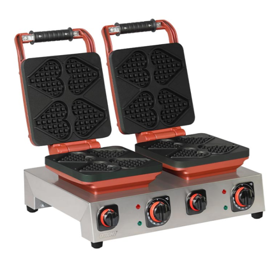Omake Elektrikli Kalp Model Çiftli Waffle Makinesi Zamanlayıcılı WFL21.E22.0701.Z50
