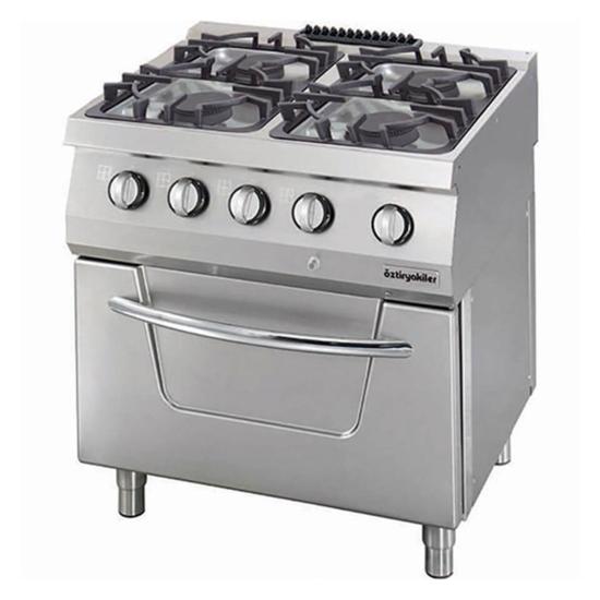 Öztiryakiler 700 SERİ KUZİNE FIRINLI GAZLI 4 AÇIK ATEŞ 80*70*85 (L)-4x6kW+6kW ELEKTRİKLİ FIRIN