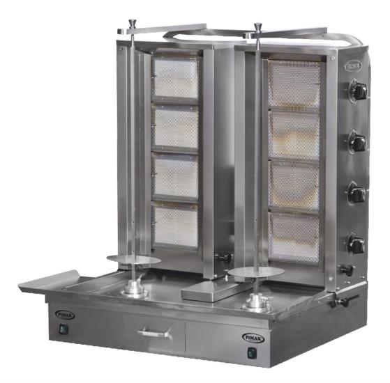 Pimak 2x4 8 li Döner Ocağı Alttan Motorlu Gazlı LPG Ce Belgeli 85x90x110 cm DO1/M77-4+4