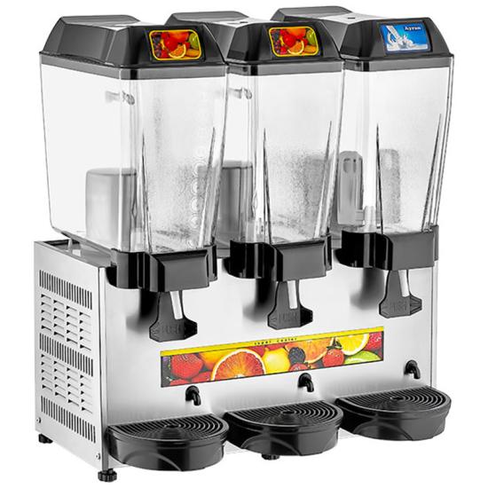 Remta ST17 3’lü Şerbet ve Ayran Soğutma Makinesi, 2 Fıskiyeli, 1 Karıştırıcılı, 20+20+20 Litre Kapasiteli, Silver