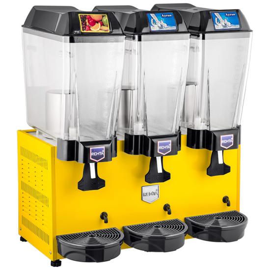 Remta ST20 3’lü Ayran Soğutma Makinesi, 3 Karıştırıcılı, 20+20+20 Litre Kapasiteli, Sarı