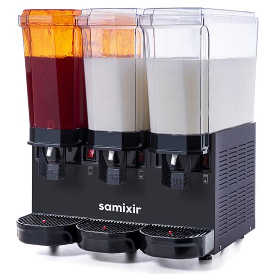 Samixir 60.SMMB Klasik Triple Soğuk İçecek Dispenseri, 20+20+20 lt, 2 Karıştırıcılı ve 1 Fıskiyeli, Siyah