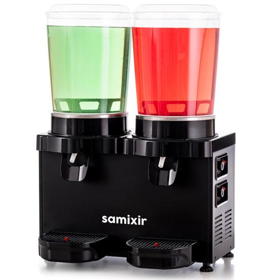 Samixir MM20 Panoromik Twin Soğuk İçecek Dispenseri, 10+10 Lt, Çift Karıştırıcılı, Siyah