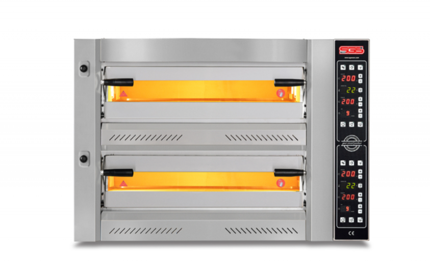SGS Elektrikli Çift Katlı 12 Tava Kapasiteli Profesyonel Pizza Fırını PZ 75105 DE